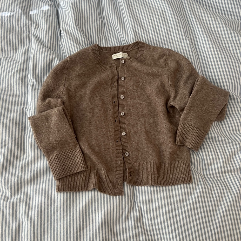 Brown Merino Wool-Blend Cardigan